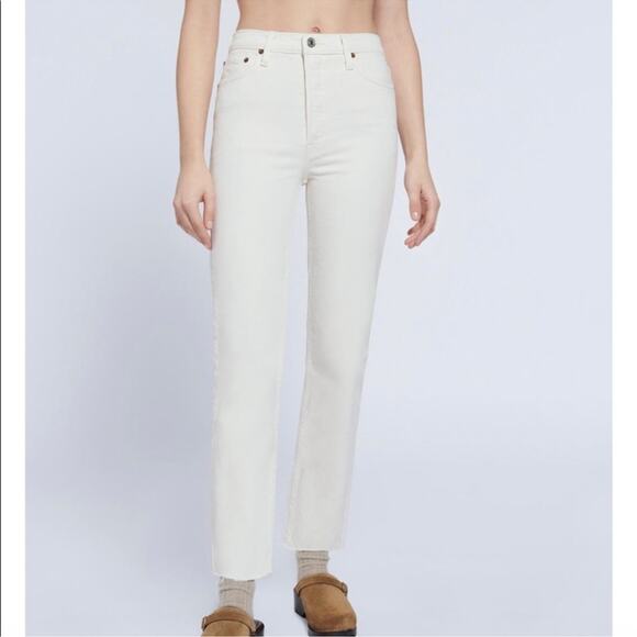 NWT RE/DONE 70s High-Rise Stove Pipe Jeans Vintage White sz 27 Revolve msrp $265 - Picture 1 of 11